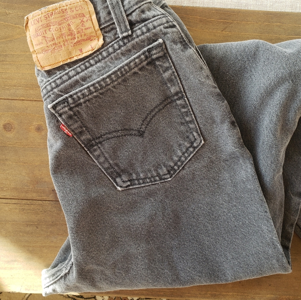 VINTAGE LEVI'S 505 24" waist 17505-1158 black high rise mom jeans 11 made in USA